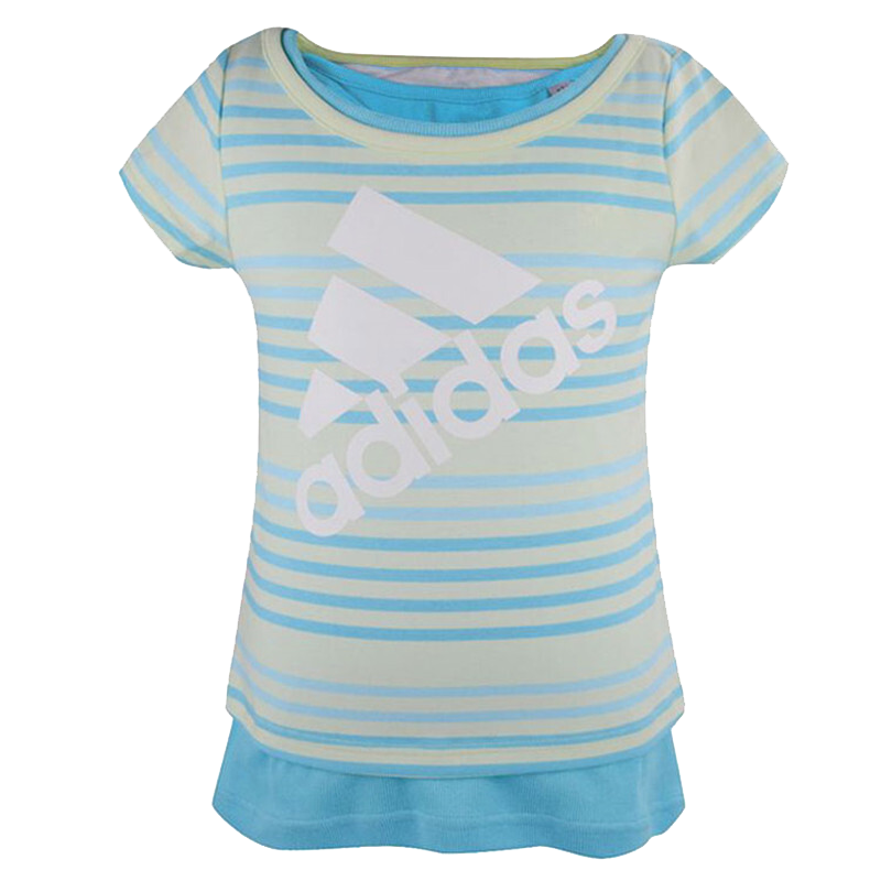 ADIDAS阿迪达斯短袖T恤运动休闲舒适圆领小童两件套上衣AP6454 Z