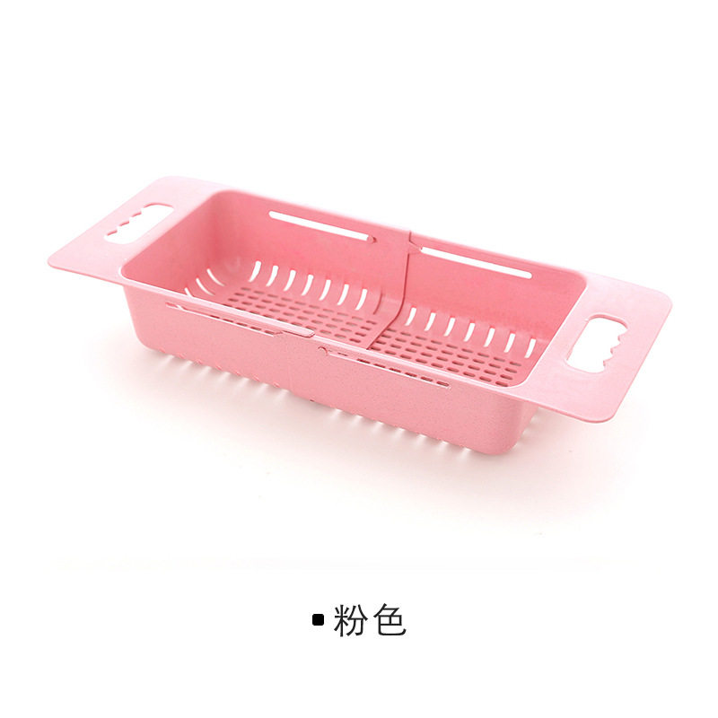 创意可伸缩水沥水架塑料放碗筷架家用厨房碗碟架置物蔬菜收纳架收纳层架 三维工匠 北欧粉色