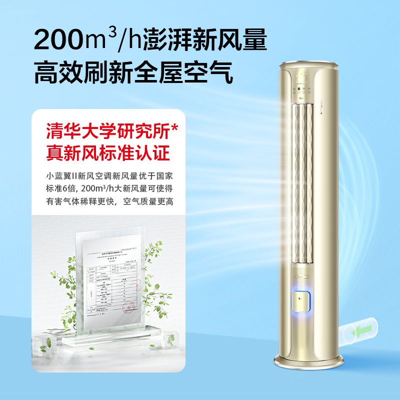 TCL新风空调 大3匹 新一级变频冷暖 小蓝翼Ⅱ立柜式空调KFRd-72LW/DBp-XCA11+B1