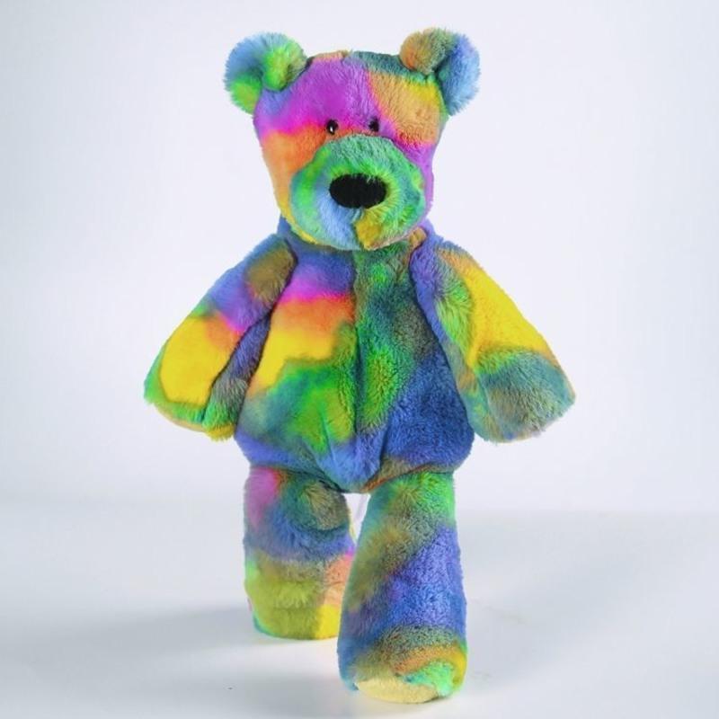 五彩熊毛绒玩具柔软七彩色熊公仔可爱彩虹熊兔娃娃玩偶