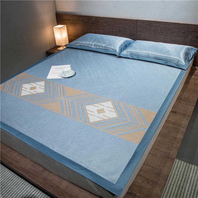 美帮汇冰丝1.8m床2.0米1.5凉席夏季可机洗水洗折叠三件套欧式空调软藤席 印象风蓝/碳光黑科技，爽滑凉而不冰，可折可洗老少皆宜 2.0m（6.6英尺）床