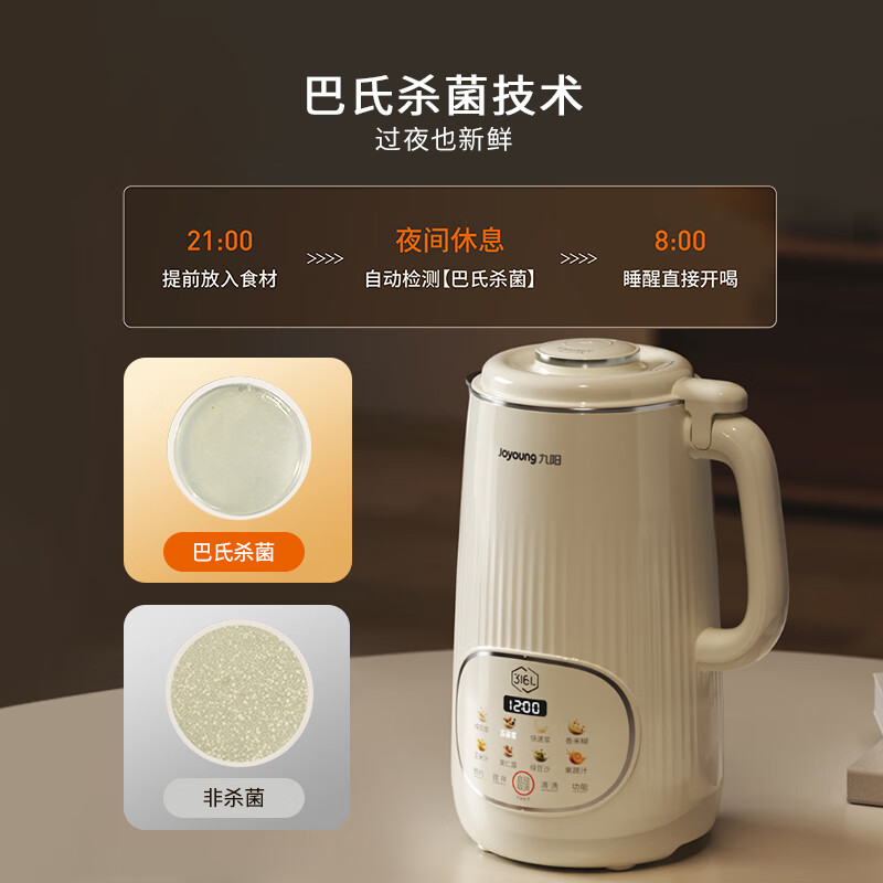 九阳(Joyoung)1.4L大容量豆浆机316L不锈钢轻音免滤自清洗可预约家用全自动破壁机榨汁机DJ14X-D664高清大图