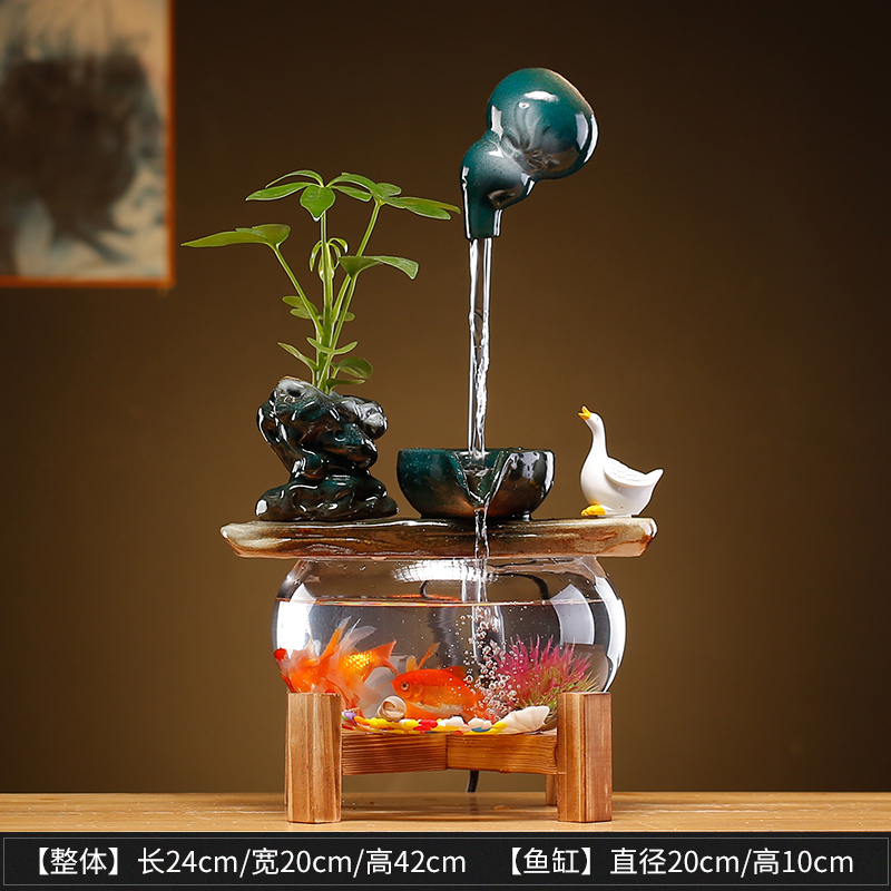 循环流水器生财摆件招财景观鱼缸创意家居办公室客厅开业乔迁礼品