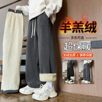 羔绒卫裤男冬季加绒加厚宽松直筒休闲裤男士大码运动保暖裤子