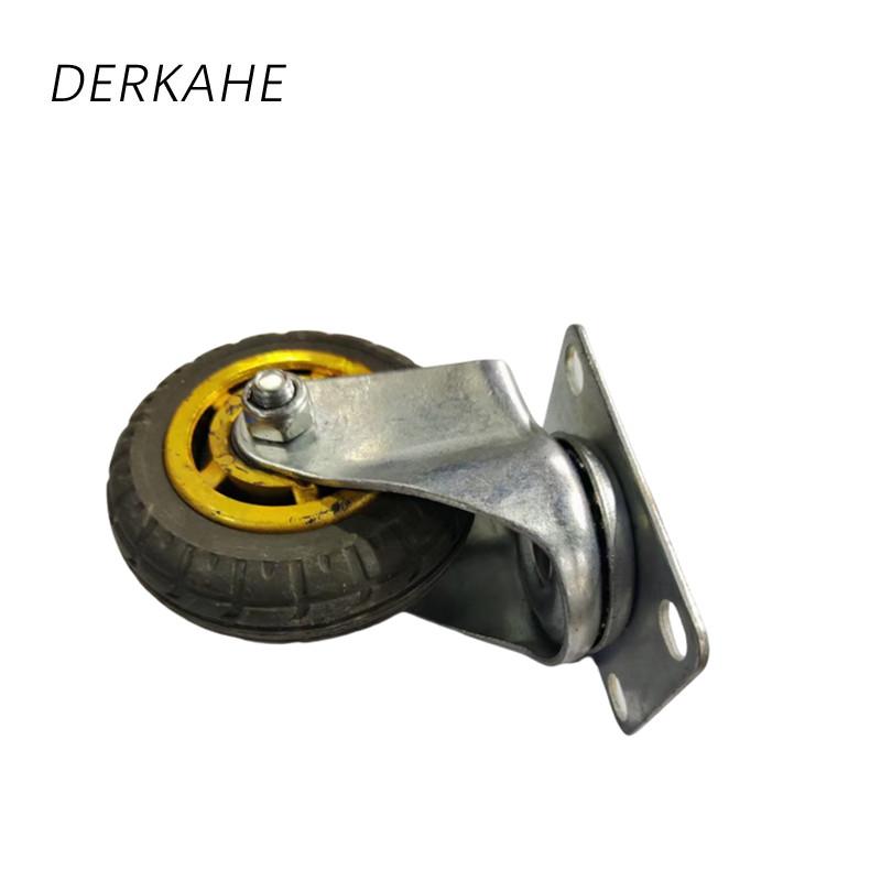 DERKAHE 中型手推车橡胶轮 φ125×32(5寸) 万向款 个高清大图