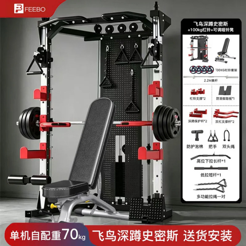 FEEBO菲柏综合训练器史密斯机深蹲龙门架多功能单双杠飞鸟卧推架_510386高清大图