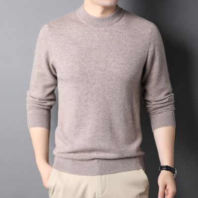 男装羊绒衫男秋冬新款绵羊毛半高领套头山羊绒男士针织衫_337 782驼色 120