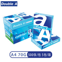 达伯埃DoubleA 复印纸 70g A4 500张/包 5包/箱(2500张)高密度纤维白纸打印纸彩印