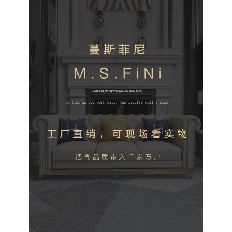 美式轻奢真皮转角沙发头层牛皮三人网红小户型后现代简约123组合高清大图