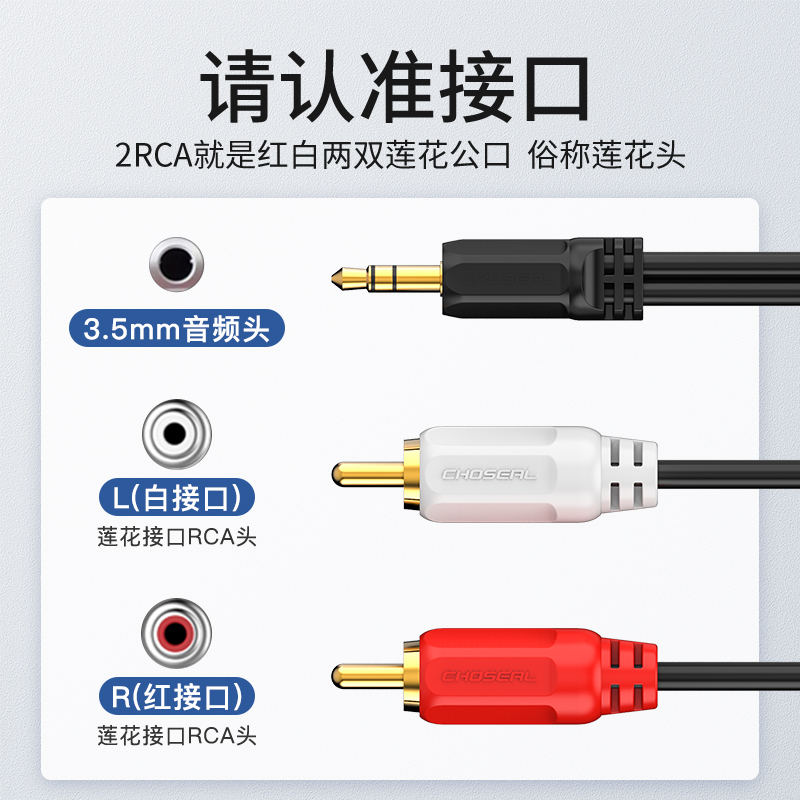 秋叶原 3.5转双莲花音频线 3米高清大图