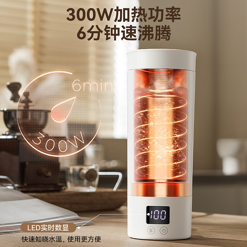 LOTOR烧水壶便携式烧水杯旅行电热水杯家用烧水壶316L不锈钢内胆热水壶户外LD-DRSB-4