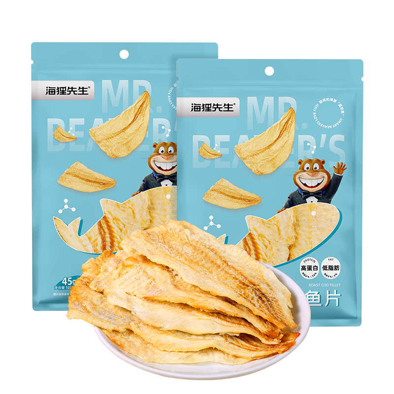 海狸先生香烤鳕鱼片45g*4袋高清大图