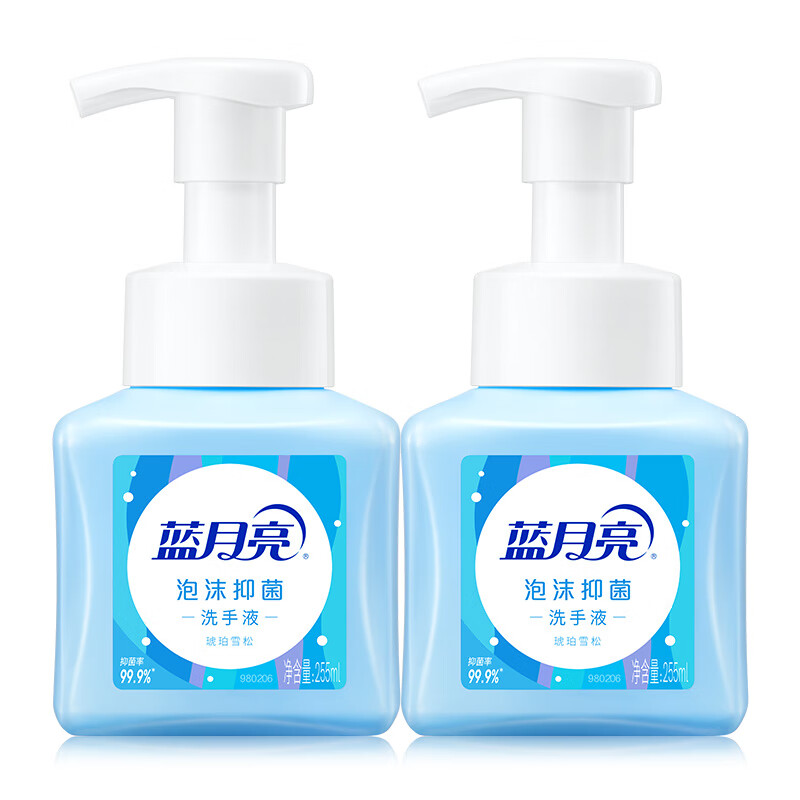 蓝月亮 抑菌泡沫洗手液抑菌率99.9%长效抑菌温和护手绵密泡沫多香味琥珀雪松255ml*2高清大图