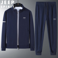 JEEPSPIRIT运动套装男秋季中年男装宽松休闲运动服 5XL 7199深蓝色（收口）