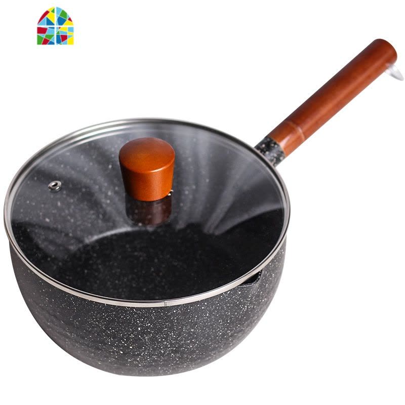 封后日式雪平锅不粘锅家用辅食锅煮泡面锅煮牛奶锅小汤锅电磁炉 FENG [精铁材质]-18cm雪平锅/不带盖(限购无赠图片