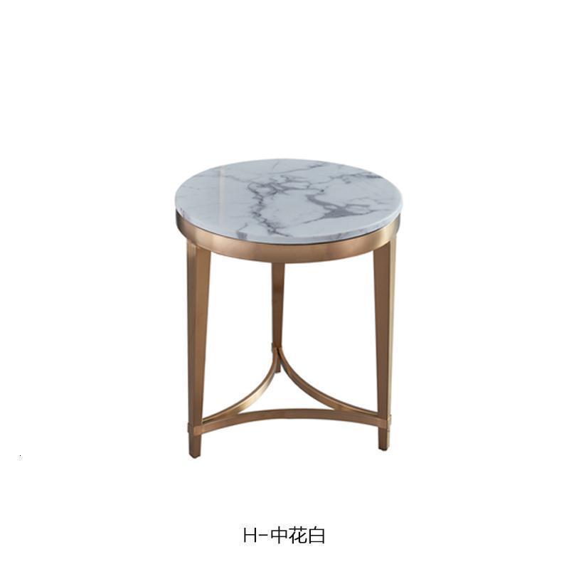 森美人意式简轻奢不锈钢大理石角几酒店小茶几边几沙发边柜客厅床头柜 H-中花白