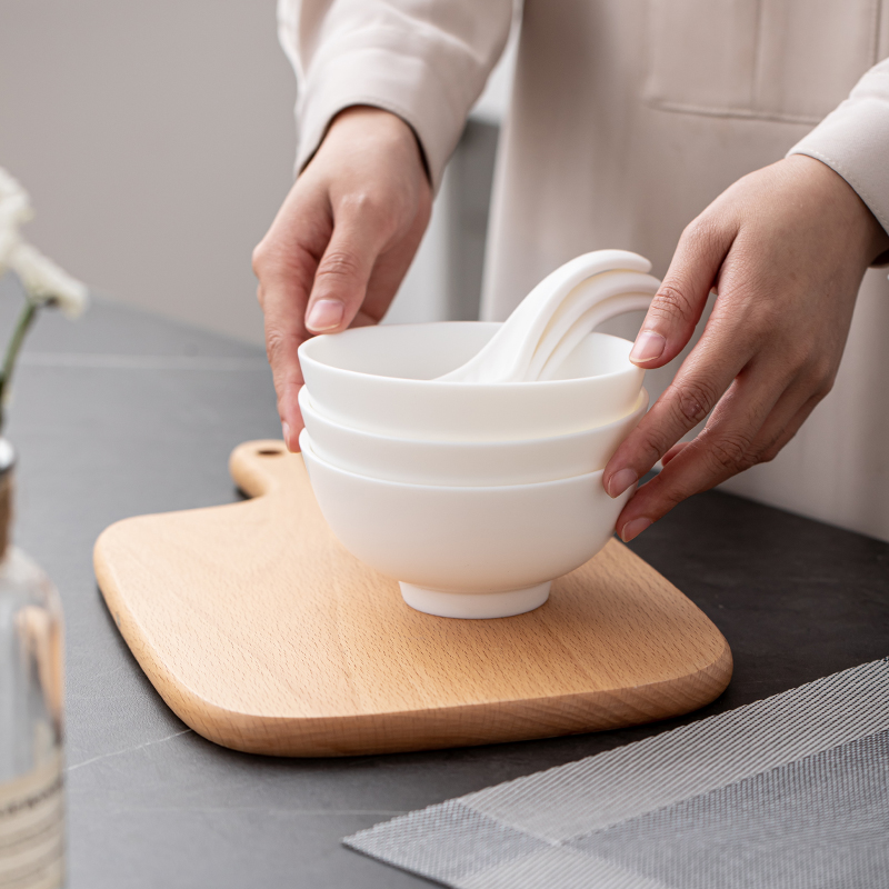 苏氏陶瓷(SUSHI CERAMICS)餐具套装中国白羊脂玉瓷高档餐碗16头餐具礼盒套装口径12.4cm高清大图