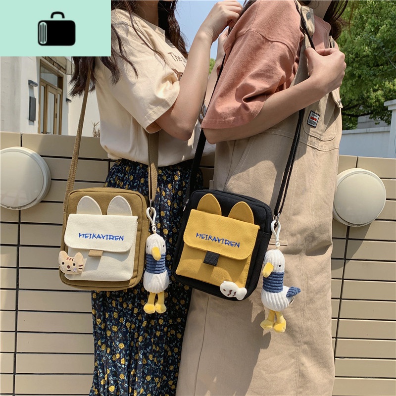 帆布小包包女2020新款ins日系斜挎包可爱百搭学生文艺单肩手机包NEWLAKE高清大图