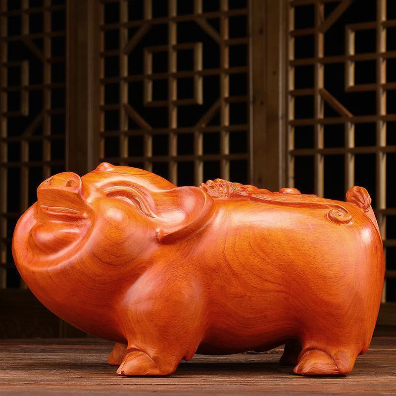 美帮汇黑檀木猪摆件十二生肖猪实木刻木头创意客厅装饰品图片