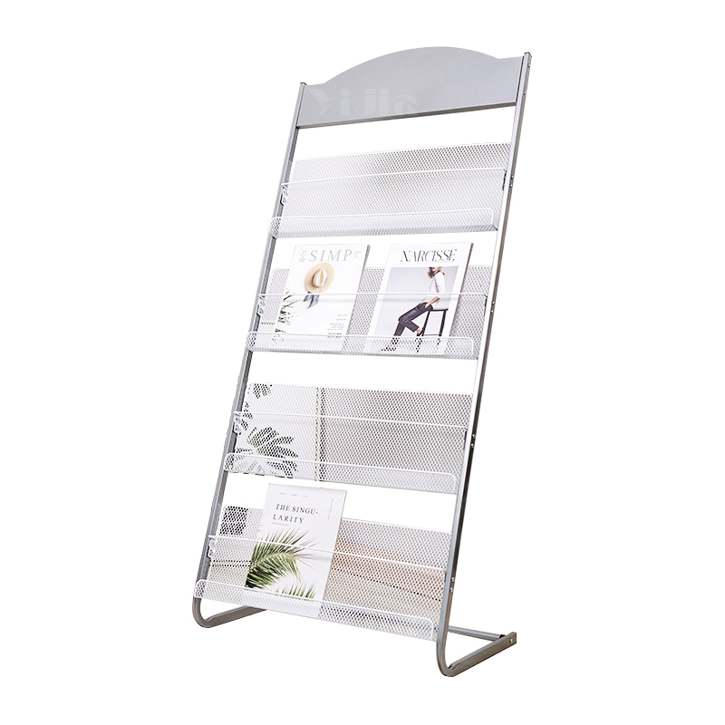 翌嘉YJ4122814 杂志架展示架报置物架收纳落地报纸报刊架 四层银色 630*380*1420