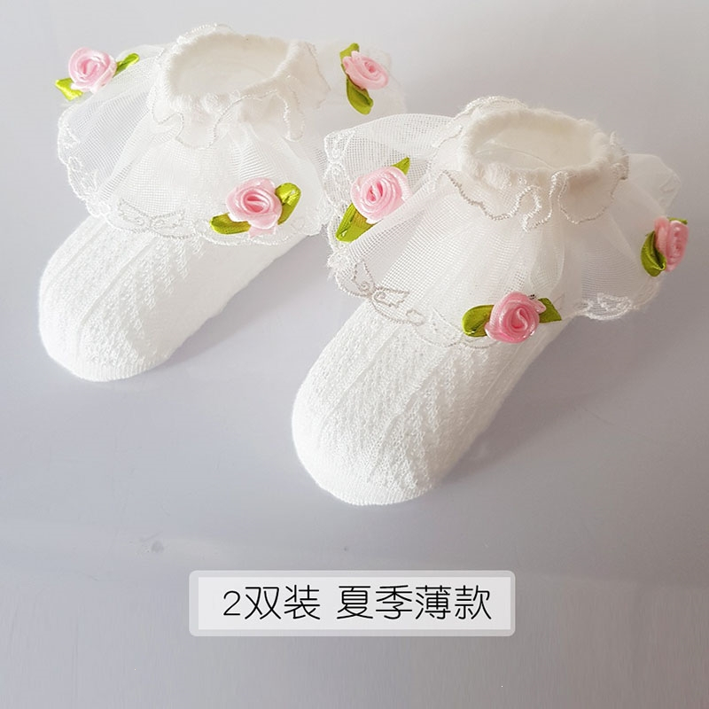 智扣春夏薄款婴儿宝宝袜6-12个月1234岁网眼透气高弹蕾丝花边公主