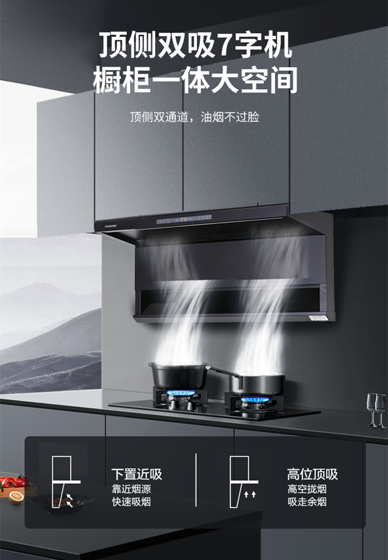 长虹(CHANGHONG)26m³大吸力 顶侧三腔拢吸 挥手智控 直流变频 百搭7字吸油烟机CXW-258-L659B高清大图