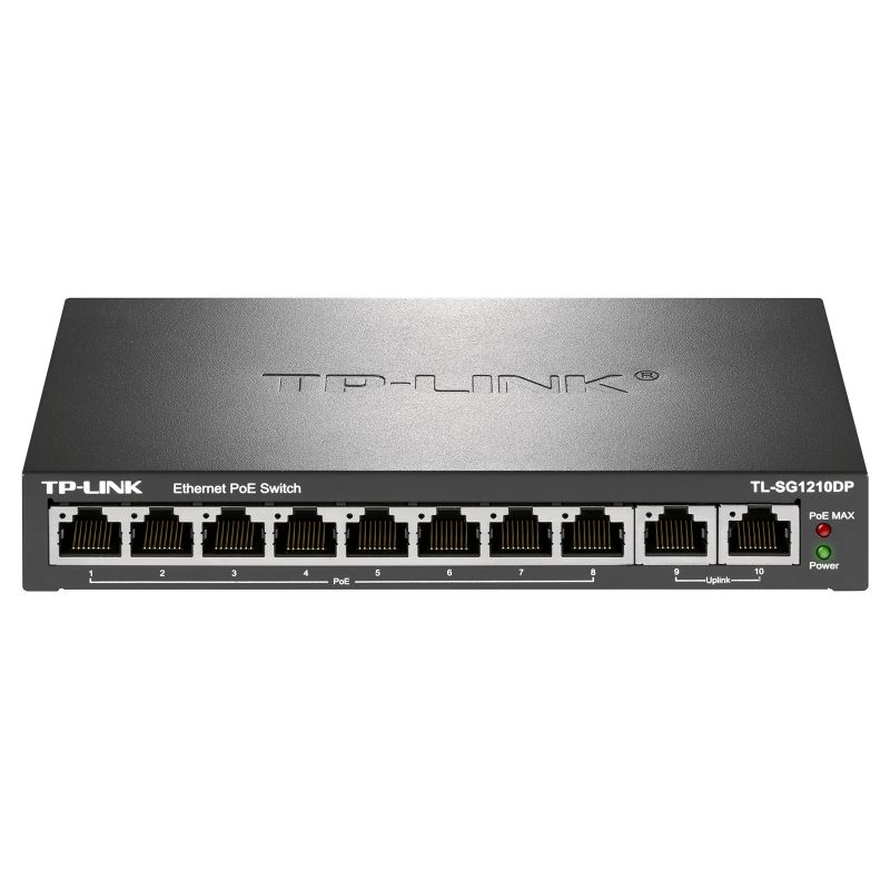普联(TP-LINK)TL-SG1210DP 10口千兆非网管以太网PoE供电交换机8口千兆网线供电+2千兆网口高清大图
