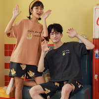 俞兆林夏季纯棉情侣睡衣夏季短袖短裤睡衣女薄款可外穿男家居服套装