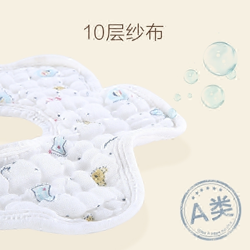 spiritkids婴儿花瓣围嘴360度旋转围兜摁扣宝宝纯棉纱布围嘴口水巾A类品质