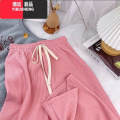 YIBUSHENG时尚雪尼尔阔腿裤2023春季网红同款休闲外穿女显瘦显高直筒I M码建议80-100斤 蛇骨纹-粉色