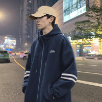 唐狮外套男休闲外套男士外套男连帽左胸小细节袖拼条开衫男外套男装