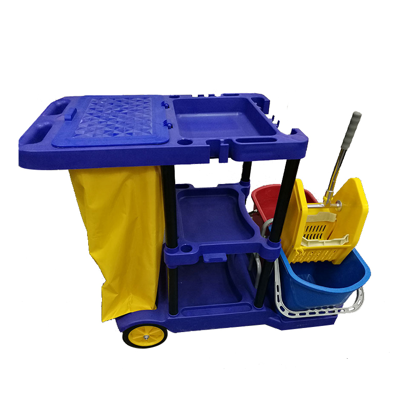 禧天龙多功能手推清洁布草车蓝色