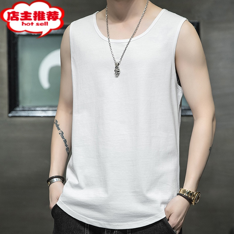 shanchao纯色男士汗背心夏季户外运动健身汗衫马甲无袖坎肩t恤上衣