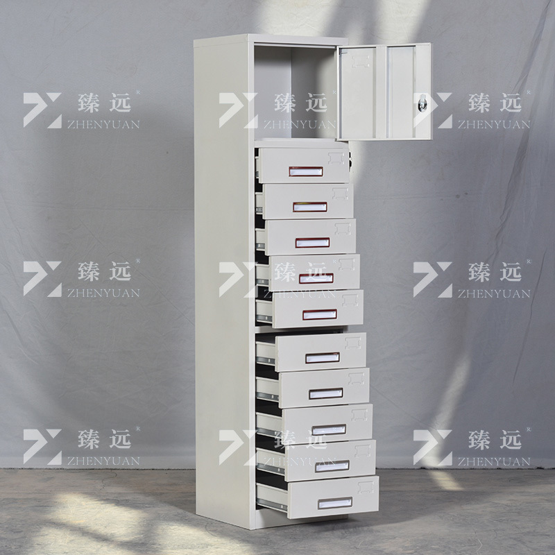 臻远ZY5011004钢制矮柜抽屉柜多抽资料柜储物收纳柜 单门十斗柜