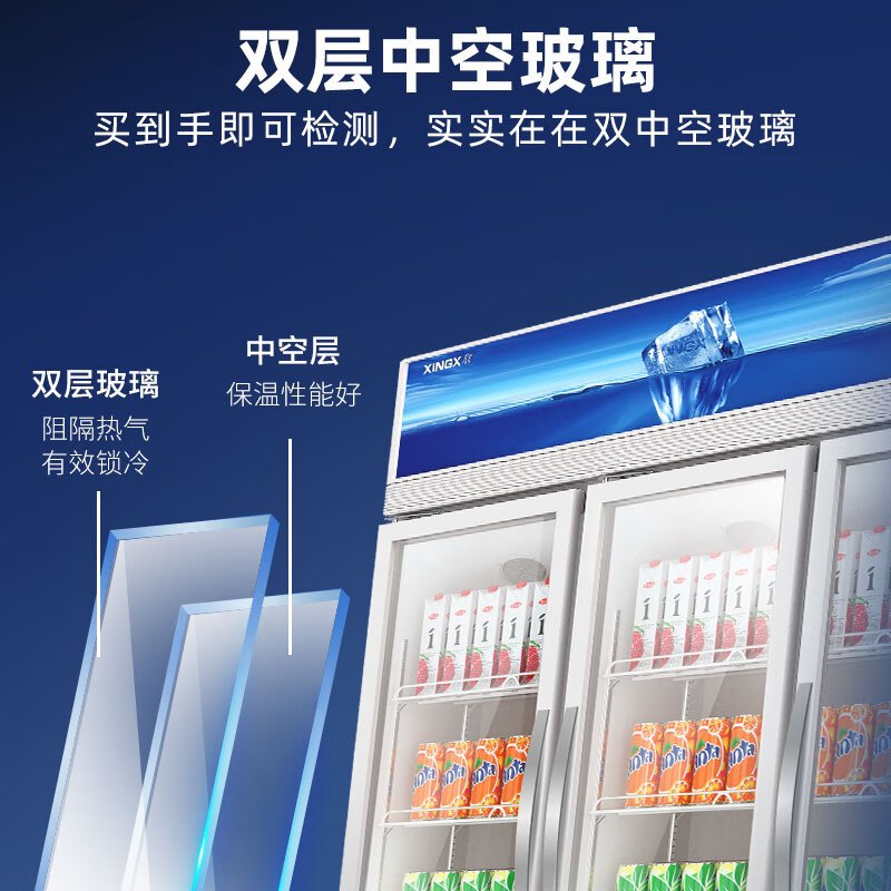 星星(XINGX)LSC-1218Y 1200升商用展示柜 立式对开门冷藏柜 商用大容量冰柜 冰箱 保鲜柜 三门饮料柜高清大图