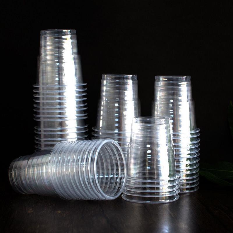 一次性杯子航空杯透明杯塑料杯加厚家用饮茶水杯整箱批发加厚航空杯