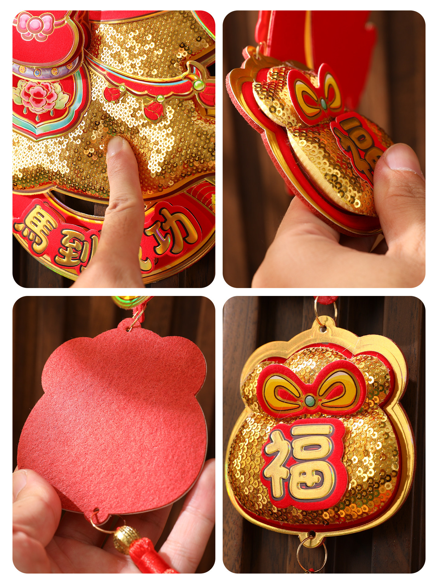 2026马年挂饰新年生肖亮片挂件春节过年立体挂串橱窗墙面装饰用品 尺寸约85*21cm 一对装高清大图