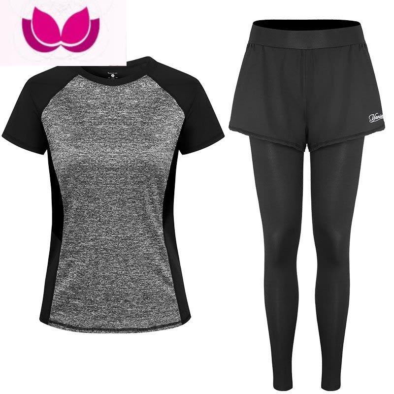 七斓显瘦加大码运动套装女胖MM 200斤瑜伽服跑步健身服宽松训练衣图片