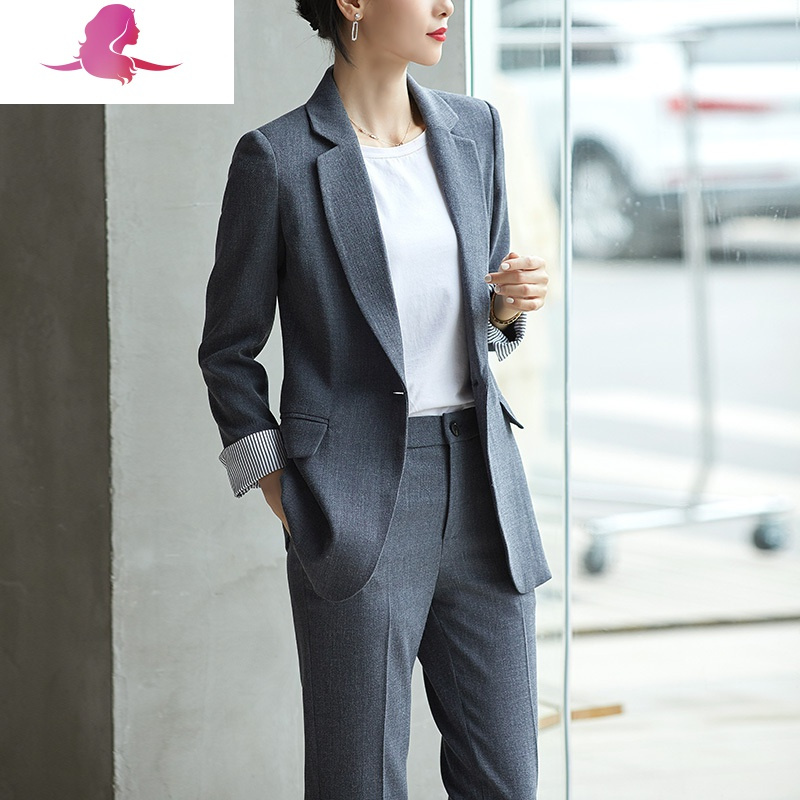 艳如飞西装套装女春秋韩版休闲英伦风职业正装套装职场工作服气质小