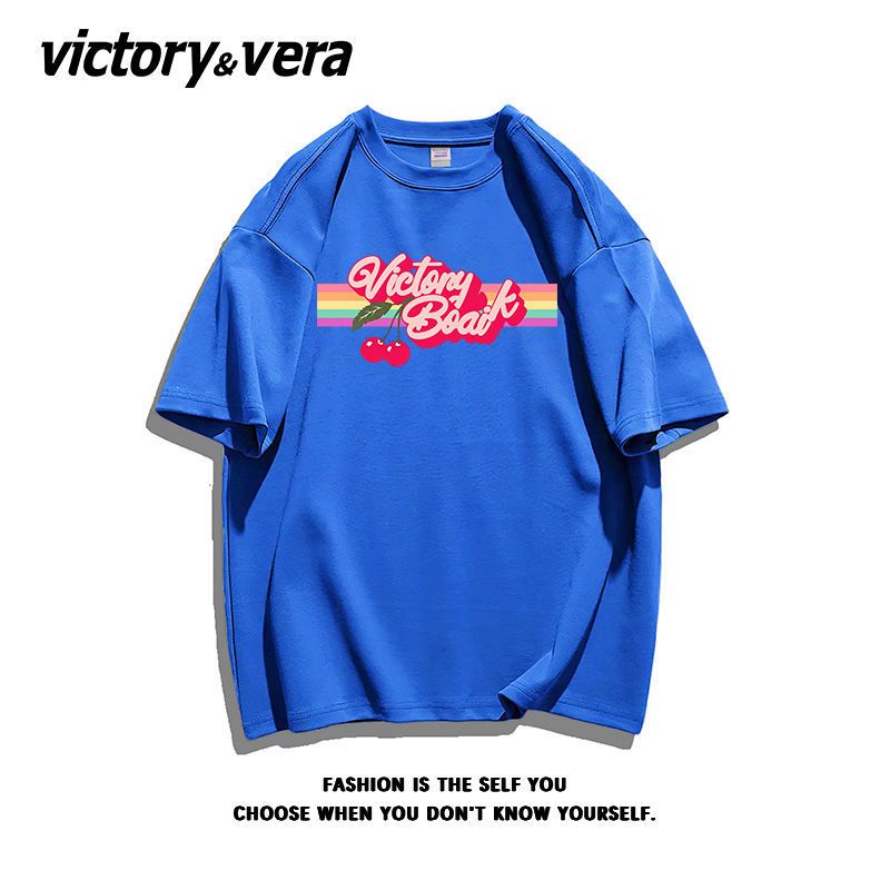 VICTORYVERA盐系甜美ins原宿风短袖夏季纯棉T恤女2022宽松半袖衫