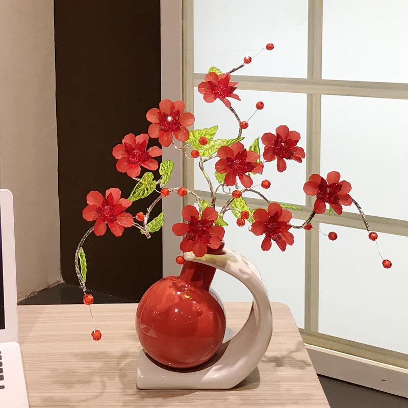 家居客厅摆件陶瓷花插餐桌台面小清新插花花瓶创意电视柜装饰花器 三维工匠 紫色高清大图