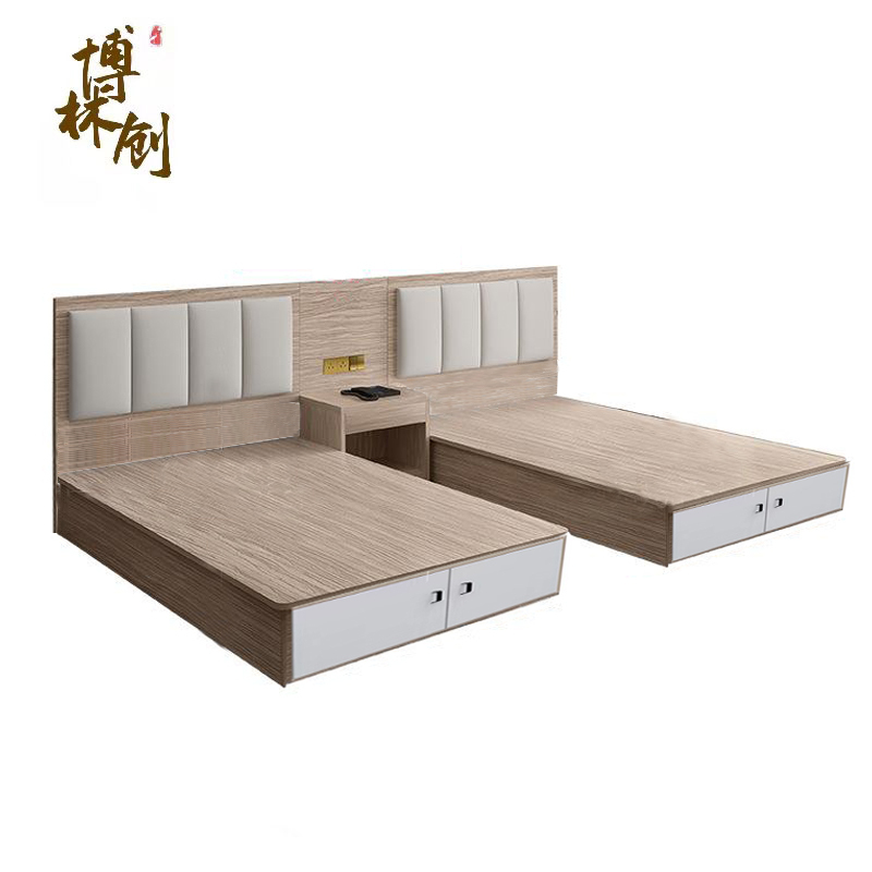 博林创职工宿舍民宿酒店家具标间箱式储物单人床软包单人床122米张