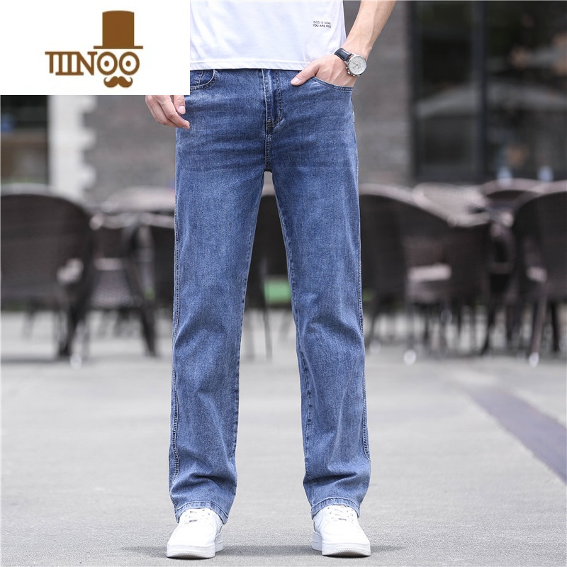 YANXU广州新塘牛仔裤男士2023夏季薄款宽松直筒高腰弹力大码百直夏搭牛高清大图