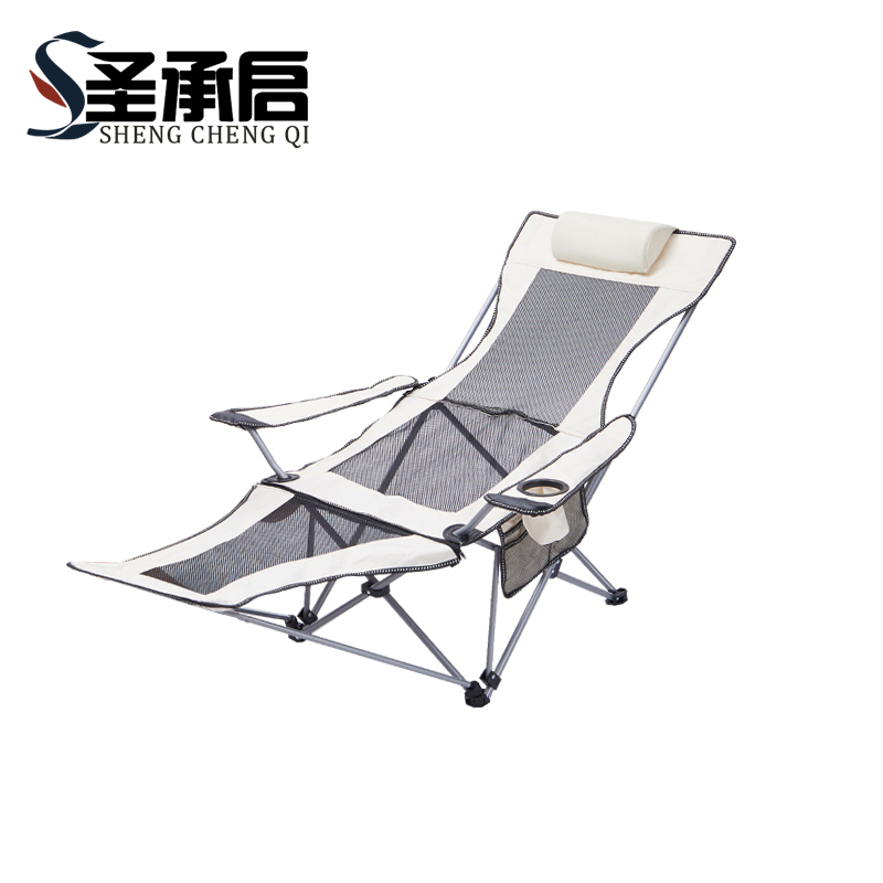 圣承启 沙滩椅 米白+脚托 把高清大图