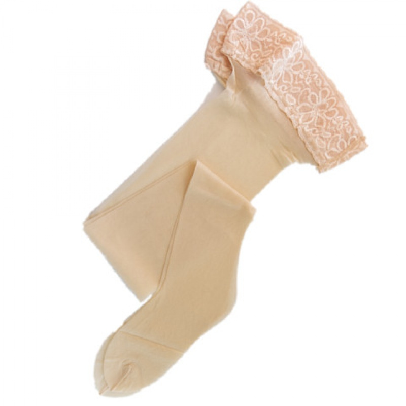透明长筒过膝袜硅胶防滑蕾丝花边袜白色新娘袜洛丽塔丝袜白色不带硅胶