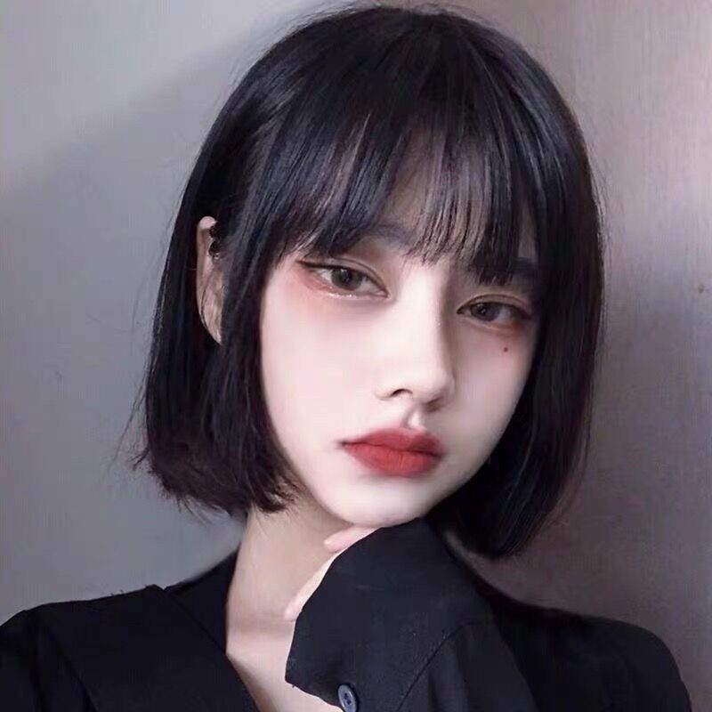 假发女短发空气刘海o头内扣梨花头学生套修脸奶奶灰假发套