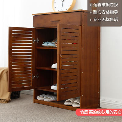 汐岩楠竹鞋柜多层储物柜简约现代多功能厅柜子大容量鞋架玄关柜