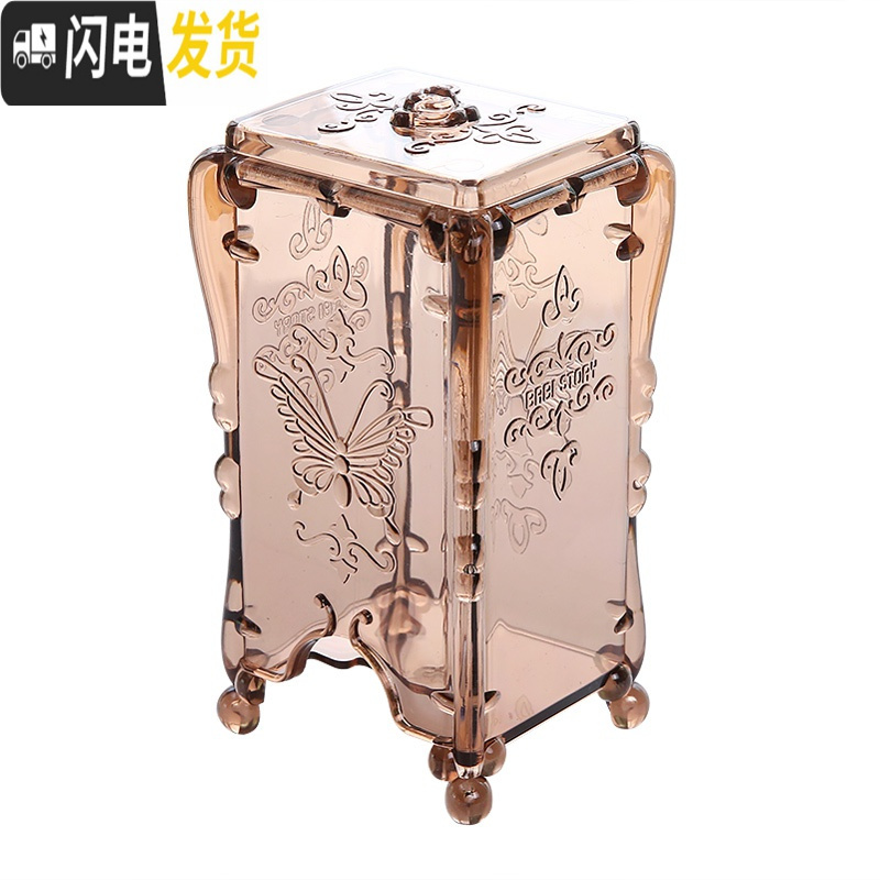 三维工匠抽取式透明塑料化妆棉盒卧室梳妆台多功能卸妆棉化妆棉收纳盒高清大图