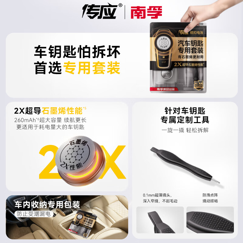 南孚 纽扣电池 CR2430 传应石墨烯 3V锂电池 适用汽车钥匙/遥控器/小米盒子/耳温枪 5粒/卡 1卡装高清大图