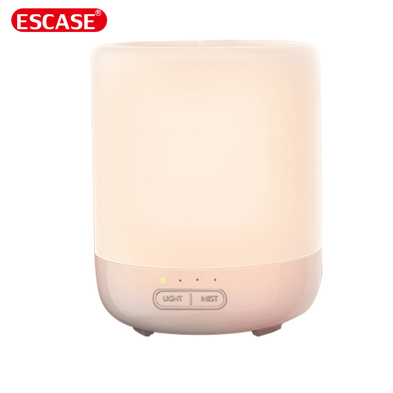 ESCASE 空气加湿器400ml 大容量家用静音 迷你办公室卧室加湿 7彩夜灯兼香薰加湿 微佃雾水 陶瓷白